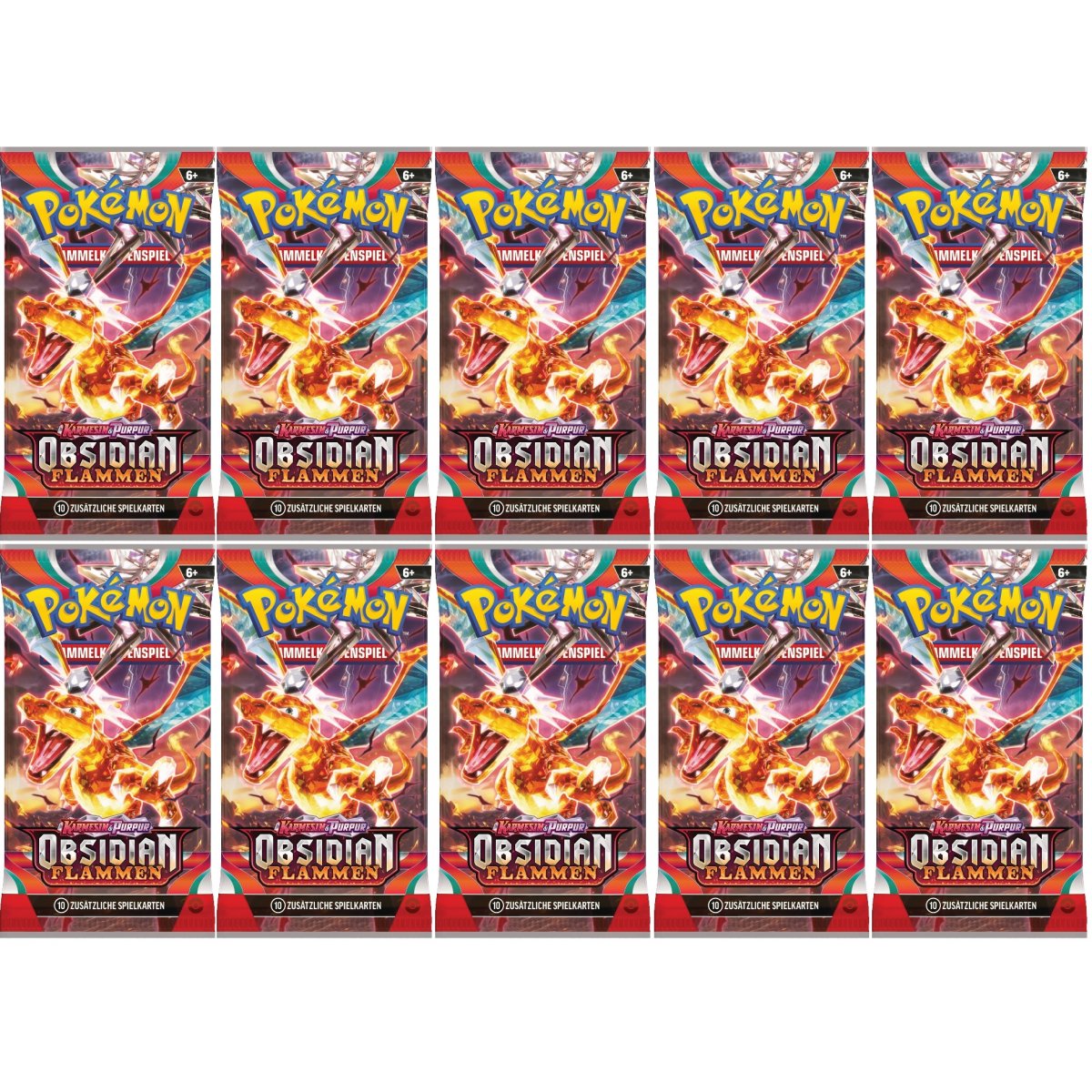 10 x Pokemon Booster Obsidianflammen